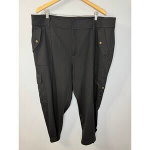 Lauren Ralph Lauren Ponte Ankle Cargo Pants Black Stretch Women's 2X Mature
